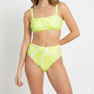 Old Navy Women's Reversible Tie-Dye Stripe Swim Crop Top Bikini Size M NWT